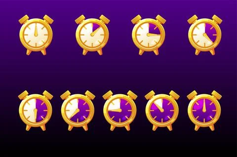 Time line bar, vector clock icons for game. Stock Illustration