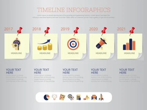 Time Line Design Template With Paper Tags. Stock Illustration