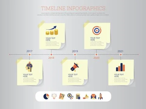 Time Line Design Template With Paper Tags Stock Illustration