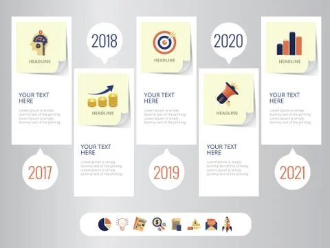 Time Line Design Template With Paper Tags Stock Illustration