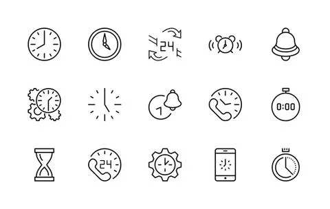 Time Line Icons. Icon Timer Speed Alarm Restore Time Management. Editable Stroke Stockillustratie