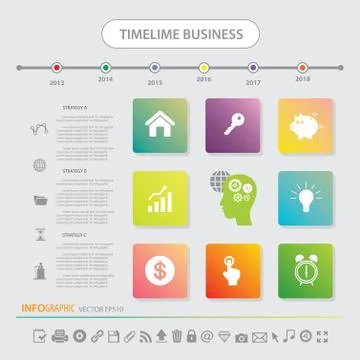 Time line infographics design template icons set Stock Illustration