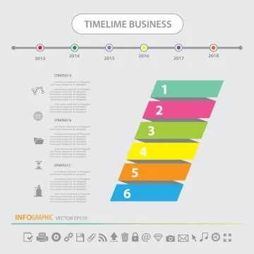 Time line infographics design template icons set Illustrazione stock