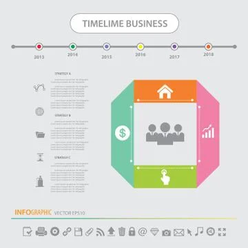 Time line infographics design template icons set Stock Illustration