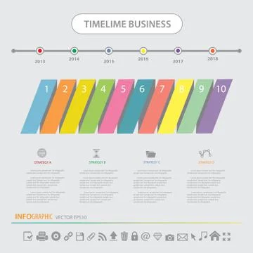 Time line infographics design template icons set Stock Illustration