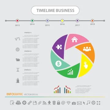 Time line infographics design template icons set Stock Illustration