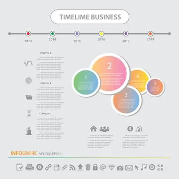 Time line infographics design template icons set Stock Illustration