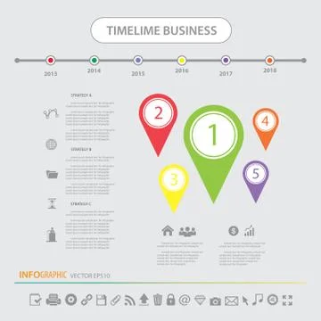Time line infographics design template icons set Stock Illustration
