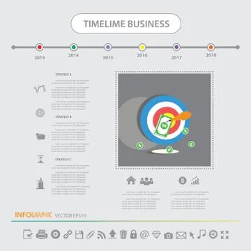 Time line infographics design template icons set Stock Illustration