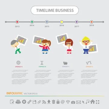 Time line infographics design template icons set Stock Illustration