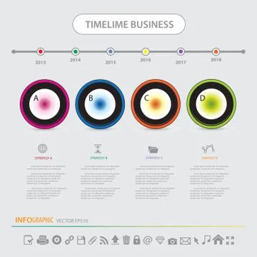 Time line infographics design template icons set Stock Illustration
