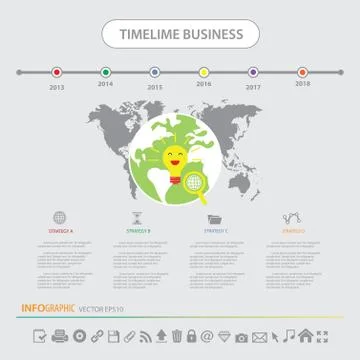 Time line infographics design template icons set Stock Illustration