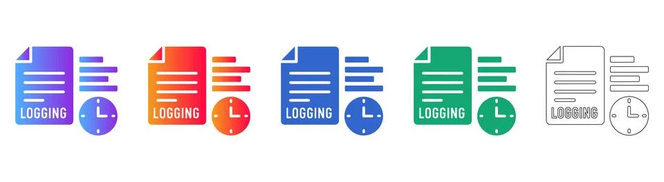 Time Logging and Task Tracking Icon Set Stock Illustration