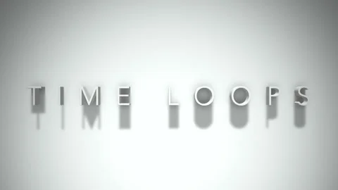 Time Loops 3D title animation with shadows on a white background Vídeo Stock 296632783