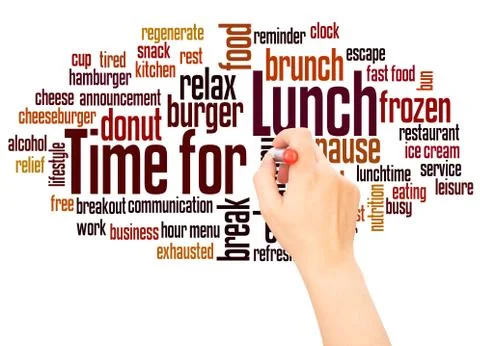 Time for Lunch word cloud hand writing concept Stock Photos