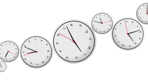 Time Machine Concept - Rotating Clockwise Watch Animation on White Stock Footage 303571359