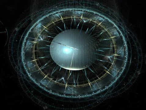 Time Machine. Mechanism of eternity. 3D surreal illustration. Fractal Time se 스톡 일러스트