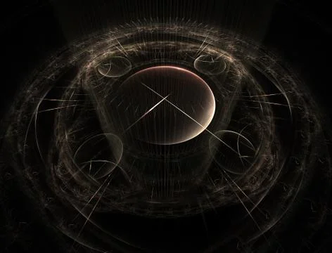 Time Machine. Mechanism of eternity. 3D surreal illustration. Fractal Time se イラスト素材