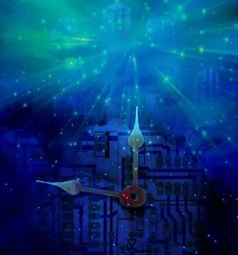 Time Machine Surreal composition. Hand clock and mainboard Copyright: xZoo... Stock Photos