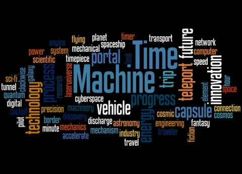 Time machine word cloud concept 스톡 일러스트