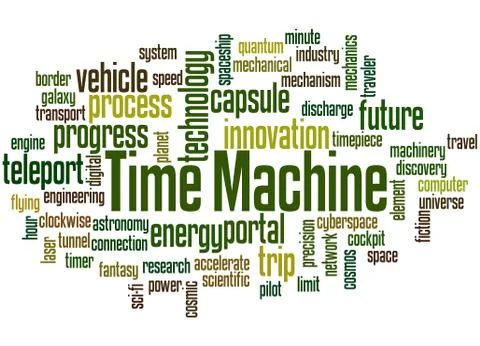 Time machine word cloud concept Illustrazione stock