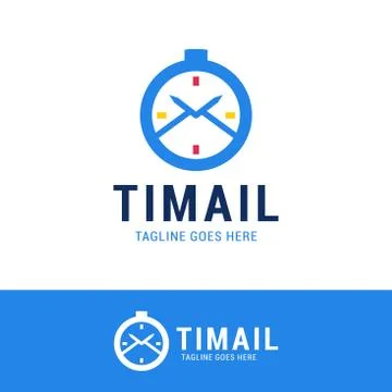 Time Mail Logo Icon Design. Vector logotype clock with mail envelope icon Illustrazione stock
