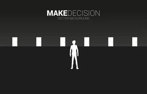 Time to make decision in business direction. Silhouette of businessman standi Stock Illustration