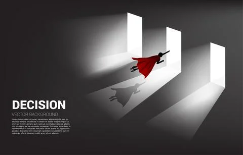Time to make decision in business direction. Silhouette of businessman flying Stock Illustration