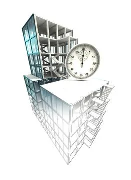 Time manage concept of architectural building plan finishing illustration Ilustración de archivo