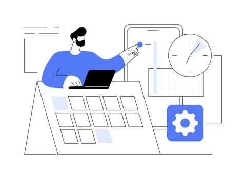 Time management abstract concept vector illustration. Illustrazione stock