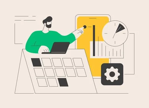 Time management abstract concept vector illustration. Illustrazione stock