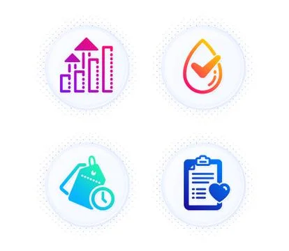 Time management, Analysis graph and Dermatologically tested icons set. Patient Stock Illustration