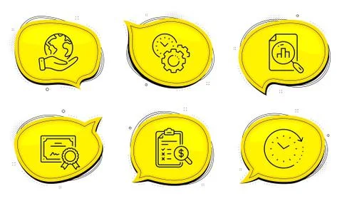 Time management, Analytics graph and Accounting report icons set. Time change 스톡 일러스트