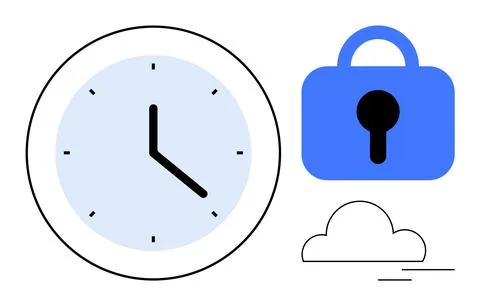 Time Management and Data Security with Cloud Storage Concepts Stockillustratie