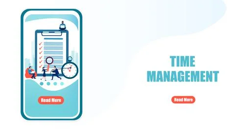 Time management and mobile application in business concept Stock Illustration
