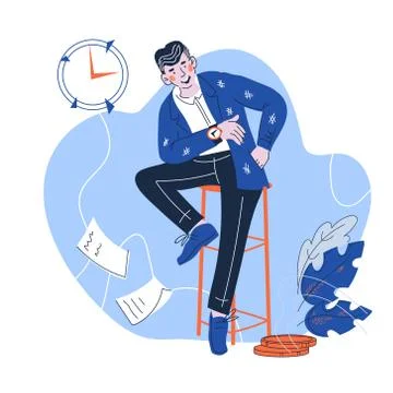 Time management and organization of work, career planning. Vector illustratio Stock Illustration
