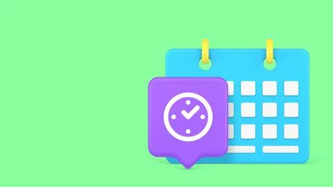 Time Management And Planning Concept 3d Banner Template Vector Illustration. Stock Illustration