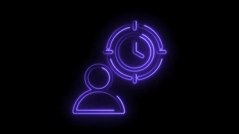 Time management and productivity target person icon glowing with neon effect on Stock Footage 330785601
