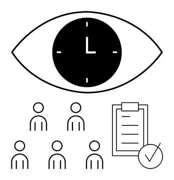 Time Management and Productivity Visual Representation with People, Clock, .. Stock Illustration