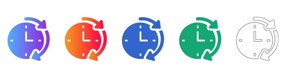 Time Management and Refresh Icon Set Stock Illustration