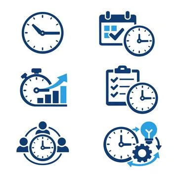 Time management and scheduling icon set for business with management, sched.. Stock Illustration