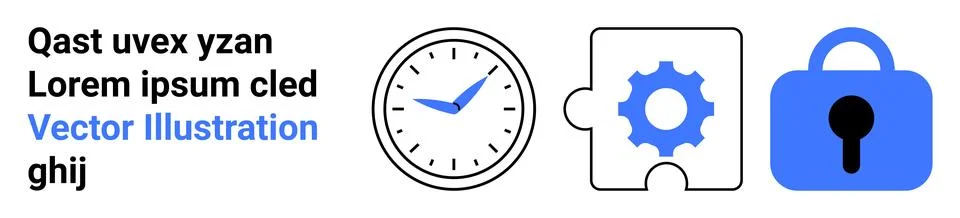 Time Management and Security Concept with Puzzle and Clock Elements Stock Illustration