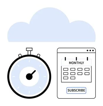 Time Management and Subscription Concept with Timer, Calendar, and Cloud Icon Stockillustratie