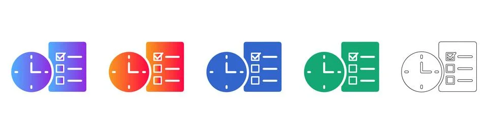 Time Management and Task Checklist Icons Stock Illustration