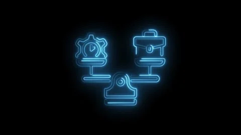Time management and work life balance concept business strategy neon outline Stock Footage 345989149