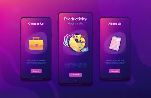 Time management app interface template. Illustrazione stock