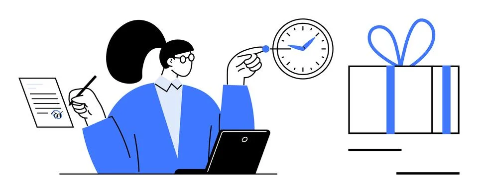 Time Management Balancing Work and Reward for Increased productivity Stock Illustration