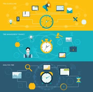 Time management banner set Illustrazione stock