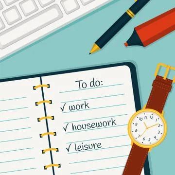 Time management banner. Vector concept background. Illustrazione stock