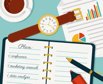 Time management banner. Vector concept background. Stock Illustration